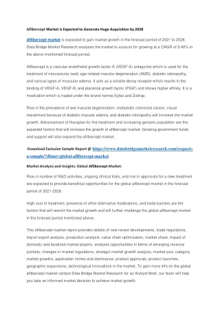 aflibercept market is expected to generate huge
