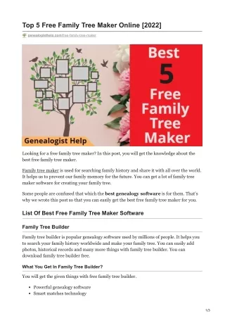 Free Family Tree Maker Online 2022