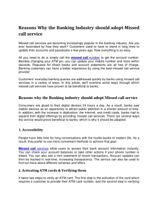reasons why the banking industry should adopt