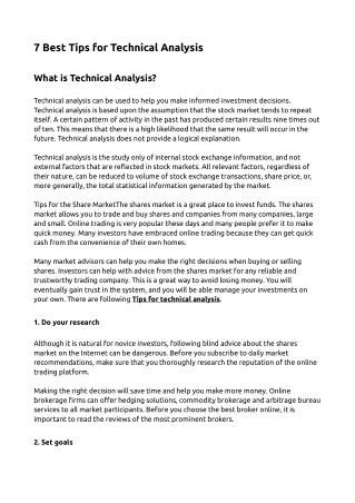 7 best tips for technical analysis