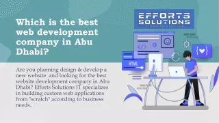 which is the best web development company in abu dhabi