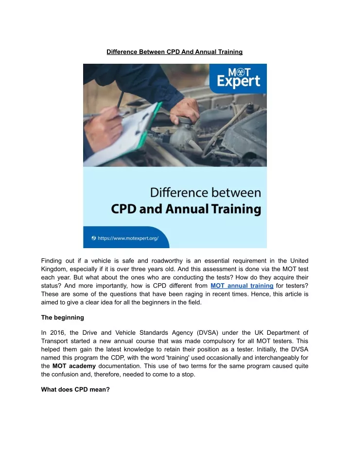 difference between cpd and annual training