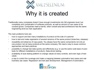XML2Selenium Technical Presentation