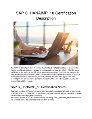 sap c hanaimp 18 certification description