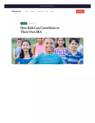 How Kids Can Contribute To Their Own Ira