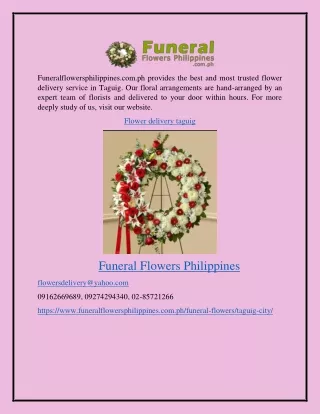Flower Delivery Taguig Funeralflowersphilippines.com.ph