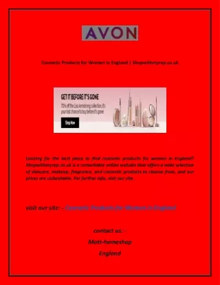 Cosmetic Products for Women in England
