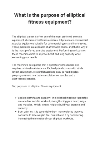 What is the purpose of elliptical fitness equipment