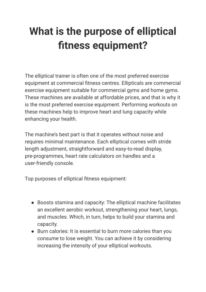 what is the purpose of elliptical fitness