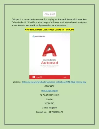Autodesk Autocad License Keys Online Uk  Ozix.pro
