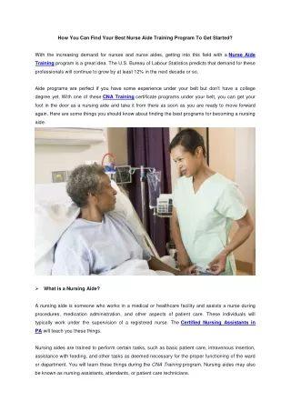 how you can find your best nurse aide training