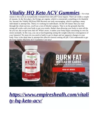 vitality hq keto acv gummies for what reason