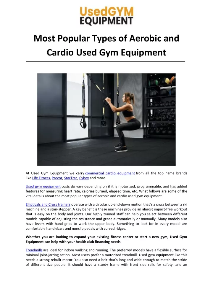 most popular types of aerobic and cardio used