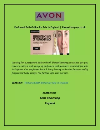 Perfumed Bath Online for Sale in England