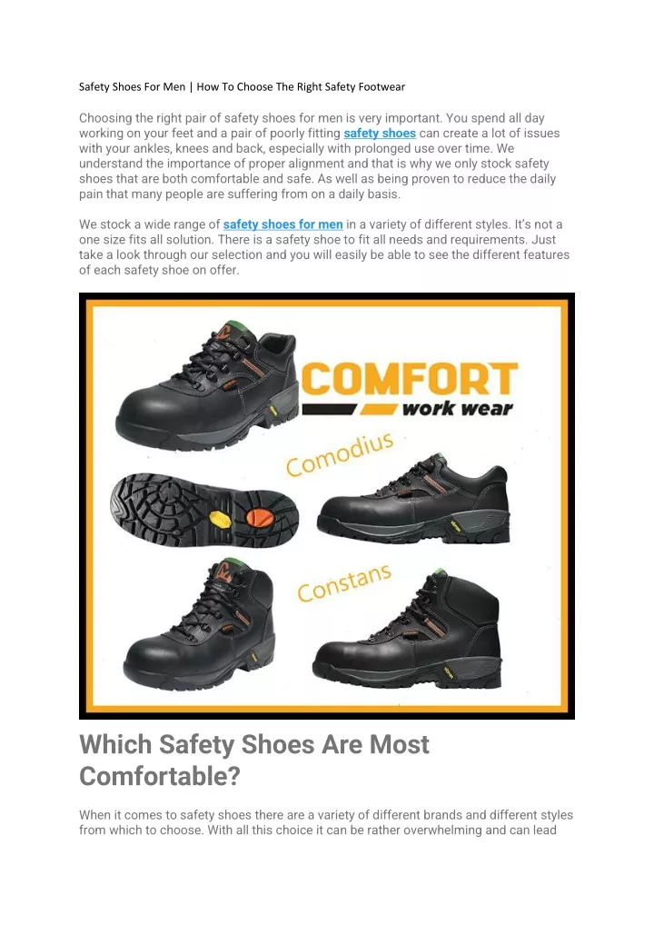 safety shoes for men how to choose the right