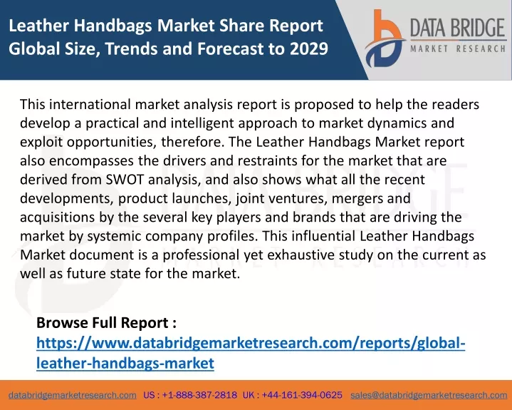 leather handbags market share report global size