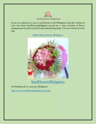 Online Flower Delivery Philippines Sendflowersphilippines.com.ph