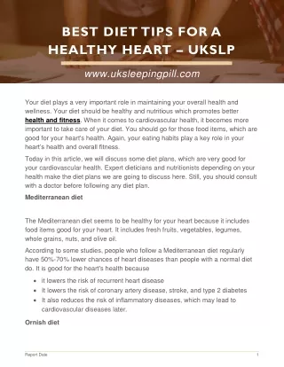 Best Diet Tips for a Healthy Heart – UKSLP