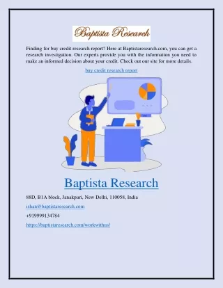 Buy Credit Research Report  Baptistaresearch.com