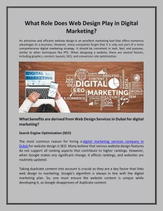 What Role Does Web Design Play in Digital Marketing