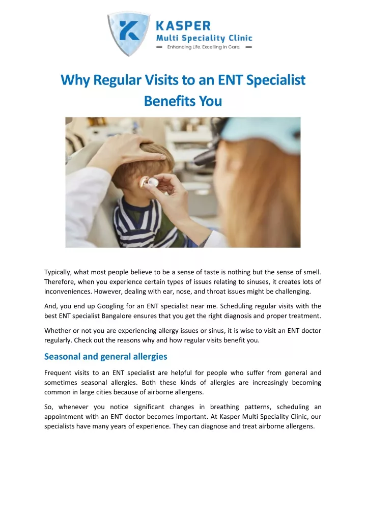why regular visits to an ent specialist benefits