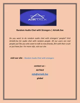 Random Audio Chat with Strangers