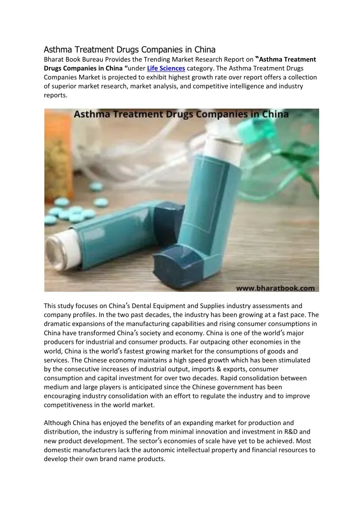 asthma treatment drugs companies in china bharat