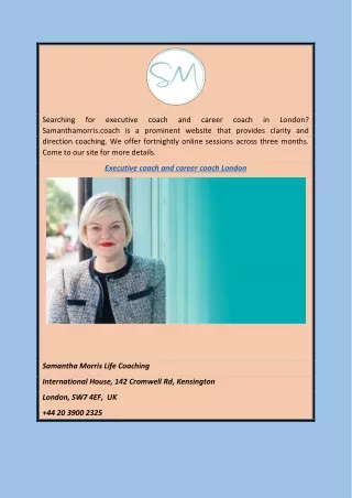 Executive Coach And Career Coach London Samanthamorris.coach