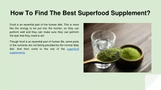 how to find the best superfood supplement