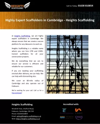 Highly Expert Scaffolders in Cambridge - Heights Scaffolding