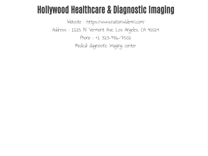 hollywood healthcare diagnostic imaging website
