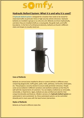 hydraulic bollard system what