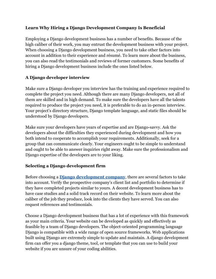 learn why hiring a django development company