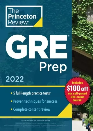 EBOOK Princeton Review GRE Prep 2022 5 Practice Tests  Review