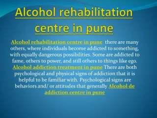 Alcohol rehabilitation centre in pune