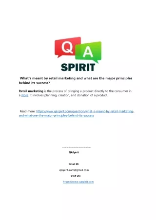 what s meant by retail marketing and what