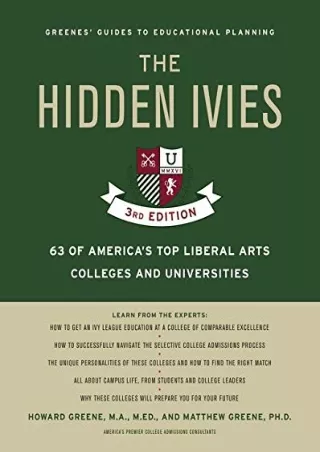 EPUB The Hidden Ivies 3rd Edition 63 of America s Top Liberal Arts Colleges