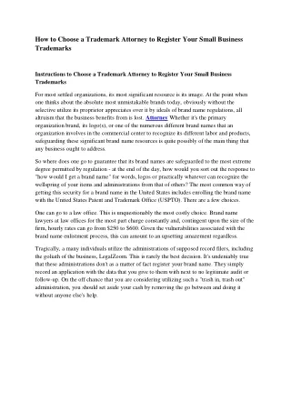 How to Choose a Trademark Attorney to Register Your Small Business Trademarks