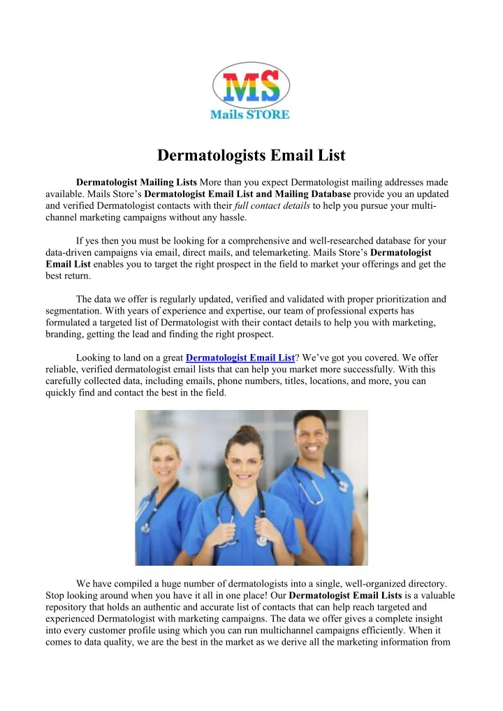 dermatologists email list