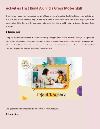 activities that build a child s gross motor skill
