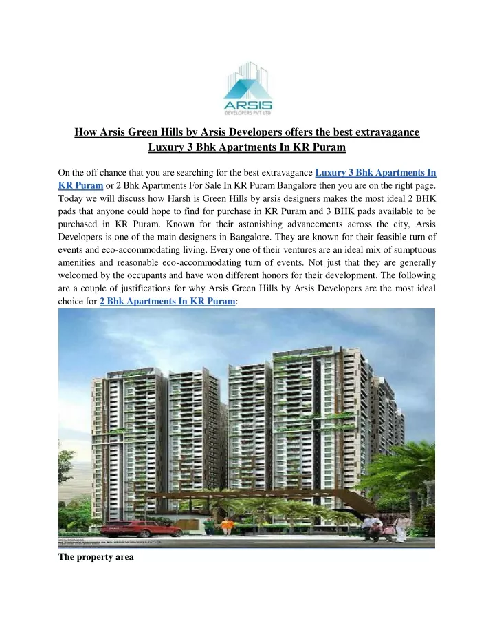 how arsis green hills by arsis developers offers