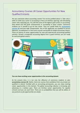Accountancy Courses UK Career Opportunities For New Qualified Entrants