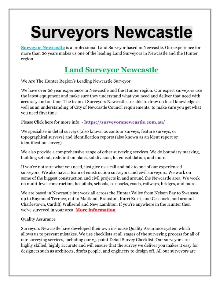 surveyor newcastle is a professional land