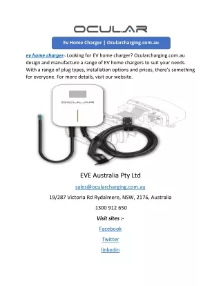 Ev Home Charger | Ocularcharging.com.au