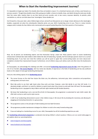 When to Start the Handwriting Improvement Journey