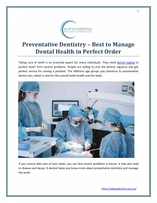 Preventative Dentistry – Best to Manage Dental Health in Perfect Order