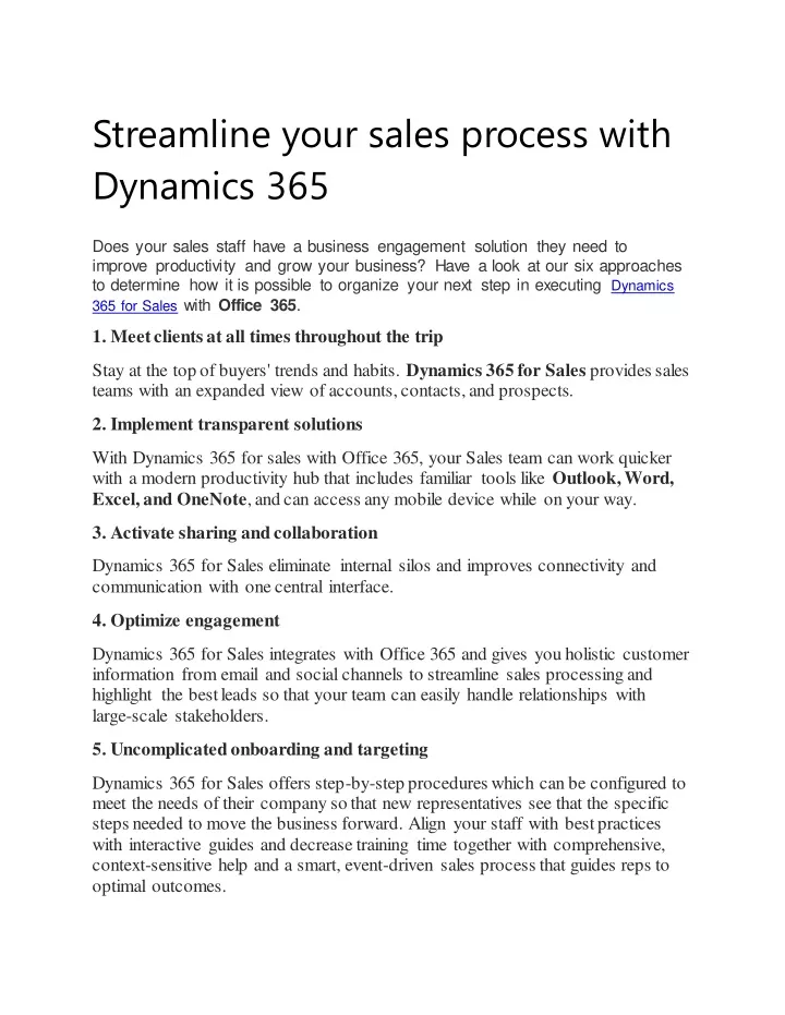 streamline your sales process with dynamics 365