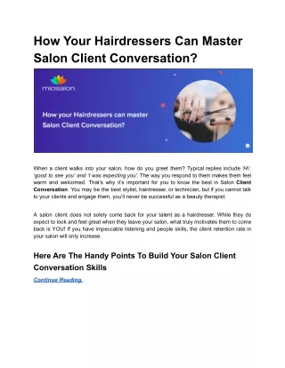 How Your Hairdressers Can Master Salon Client Conversation