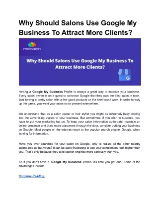 Why Should Salons Use Google My Business To Attract More Clients