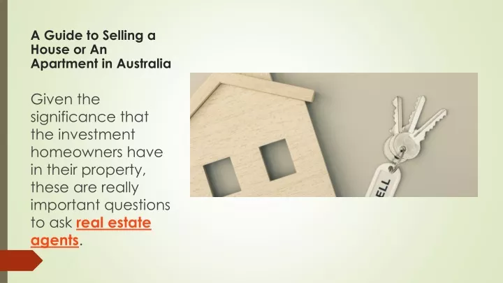 a guide to selling a house or an apartment in australia